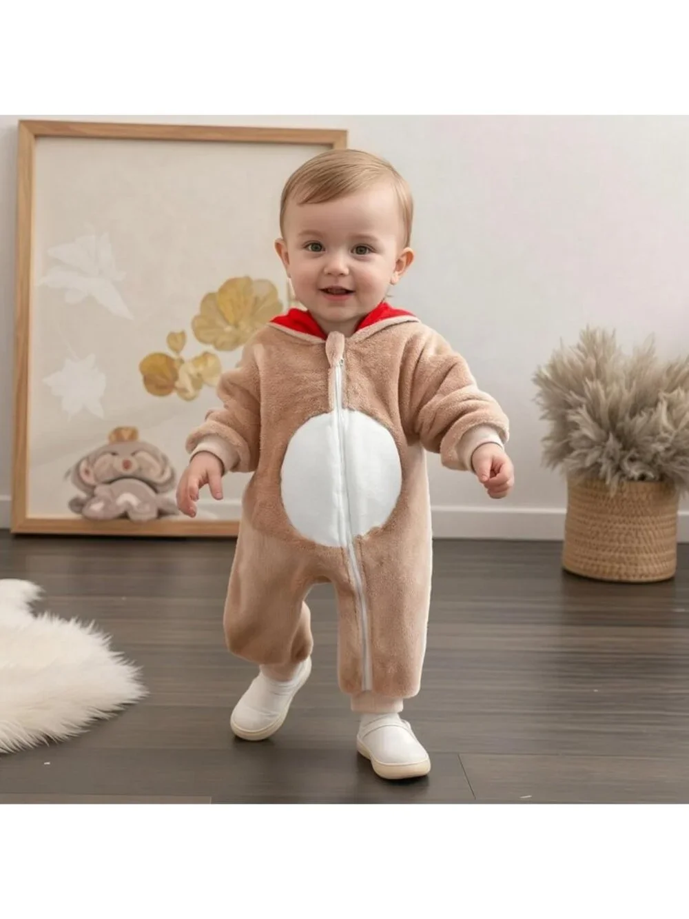 Cozy Baby Fall Winter Romper Hoodie for Boys & Girls - Adorable Infant Outfit